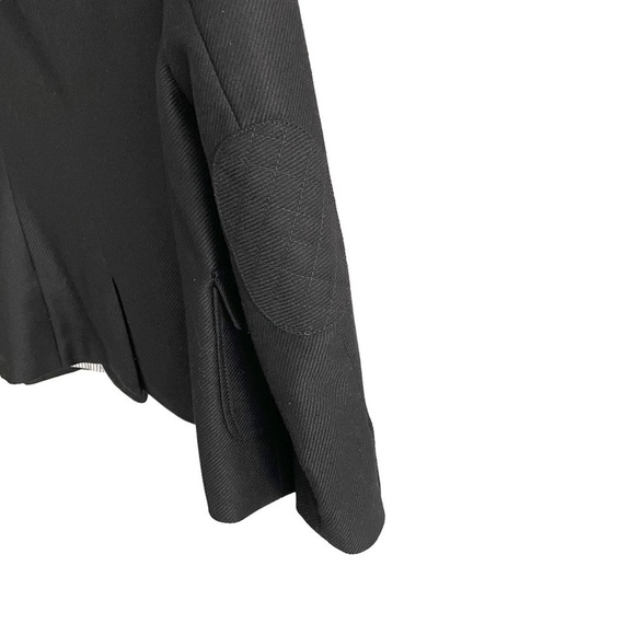 BANANA REPUBLIC Black Wool Button Front Blazer Jacket Elbow Patches 4P - Picture 5 of 8